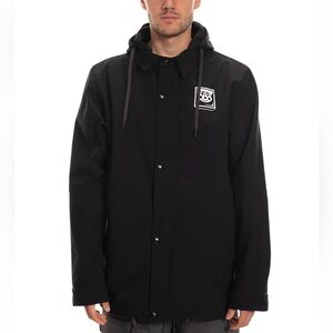 686 Men's Black Snowboard Coat with removable hood